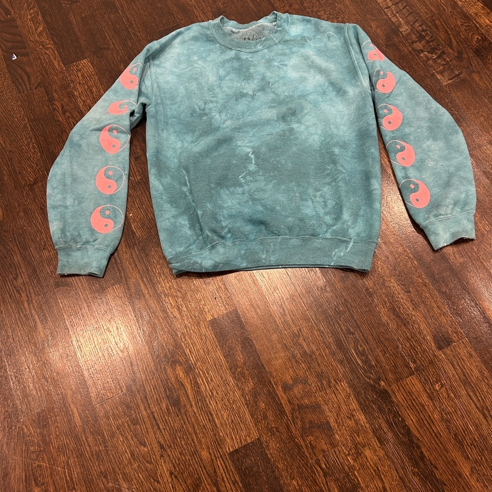 PacSun Teal Tie Dye and Coral Yin Yang Sweatshirt